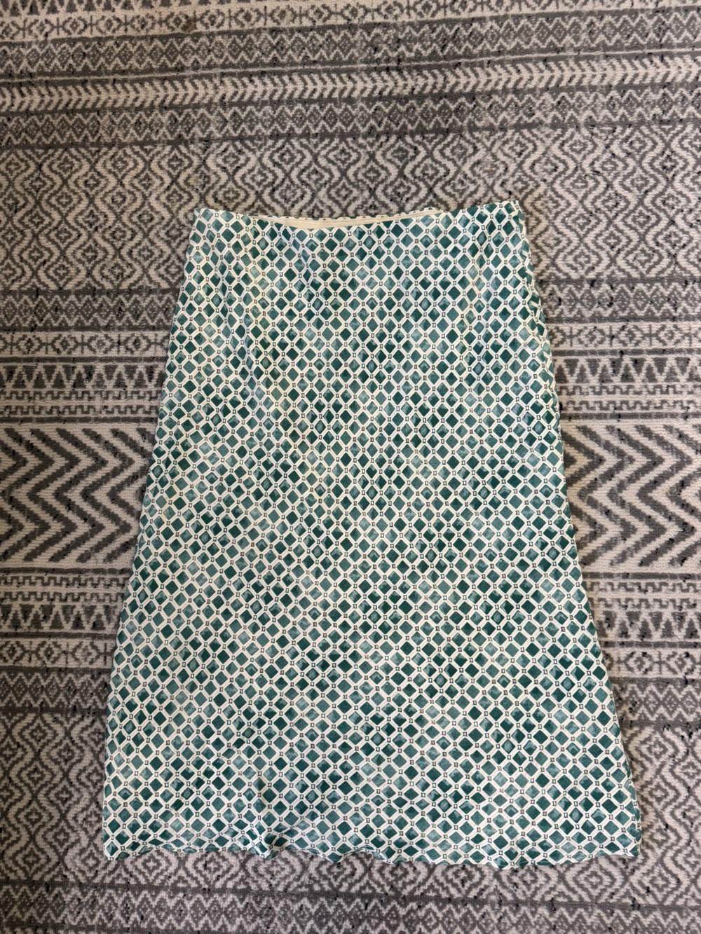 Abercrombie & Fitch Teal and White Geometric Pencil Skirt